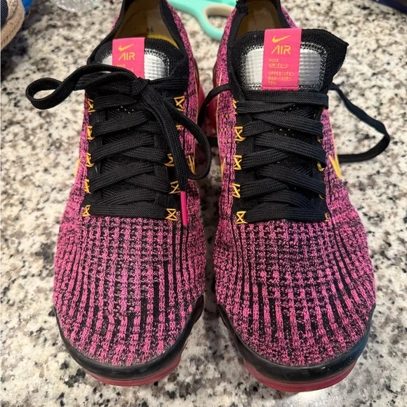 Nike Black and Pink Knit Sneakers with Yellow Accents - Picture 2 of 10